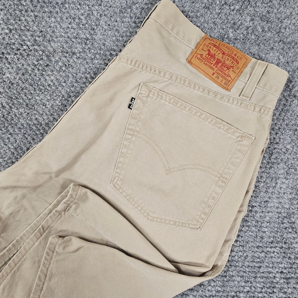 Vintage Levis Boxy Fit Shorts Mens 36 Tan Beige Cotton Denim Made in USA 90s